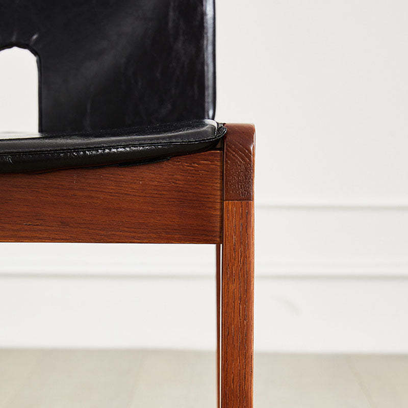 Vintage Curved Ash Wood Leather Dining Chair