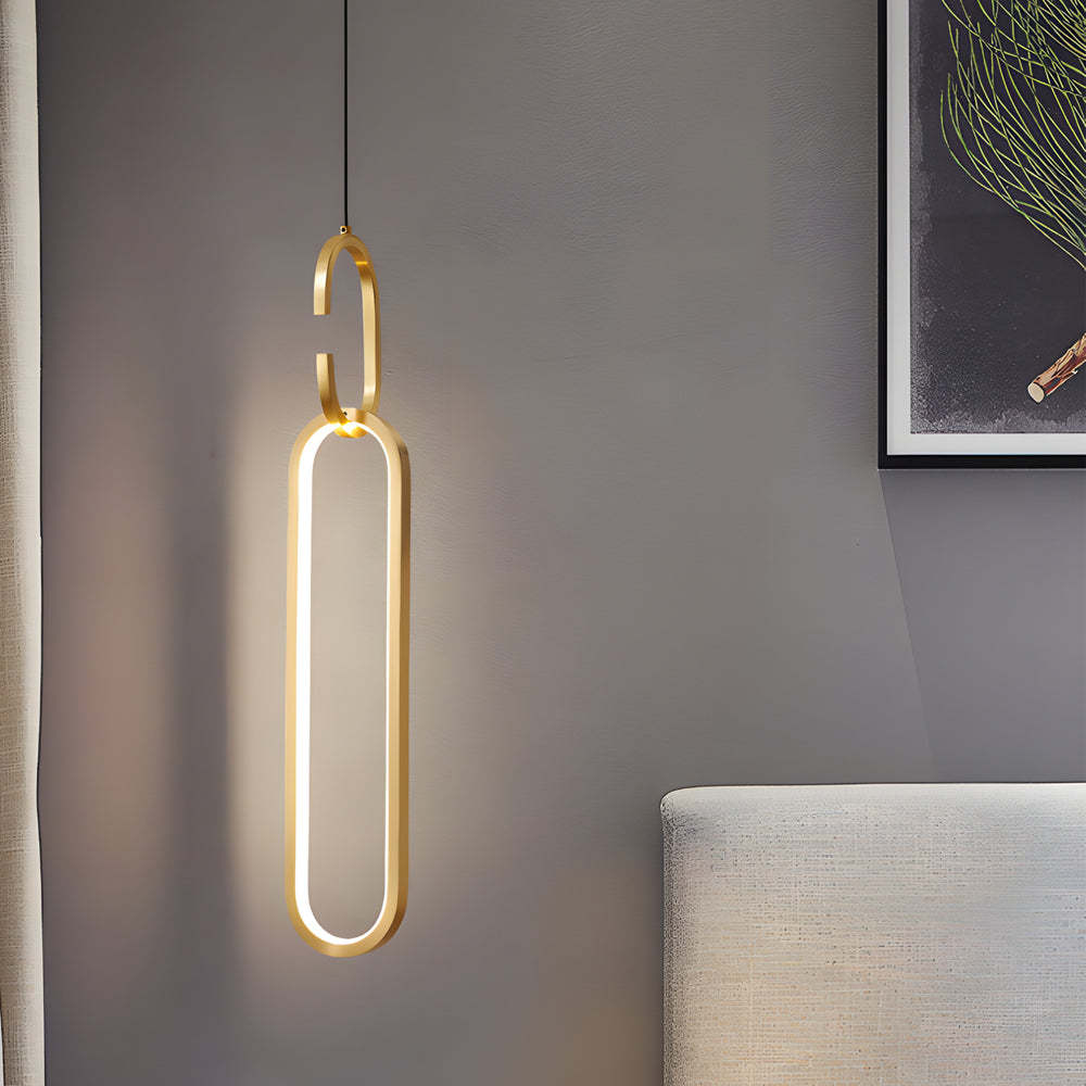Minimalist Long Oval Ring LED Copper Modern Pendant Light
