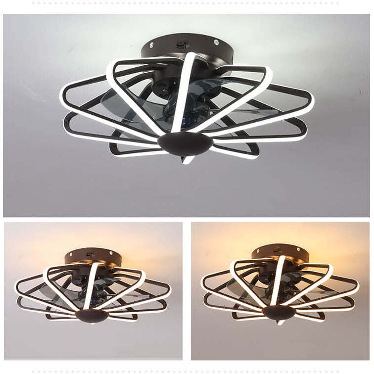 Nordic Cage LED Semi-Flush Ceiling Fan Light