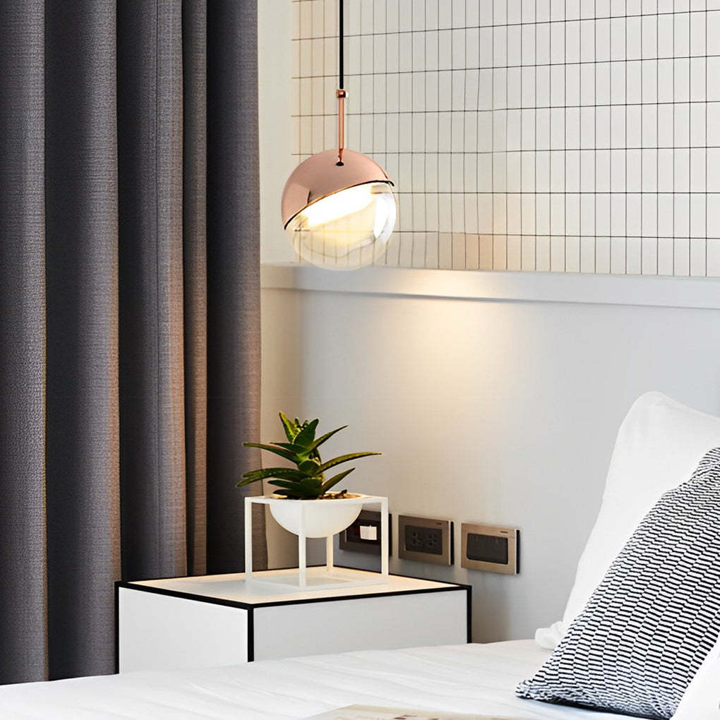 Round Rotating Minimalist Metal Glass Nordic LED Pendant