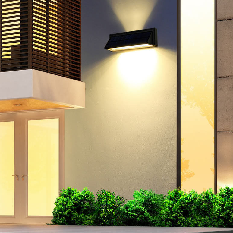 Outdoor Solar Rectangular Slant LED Patio Wall Sconce