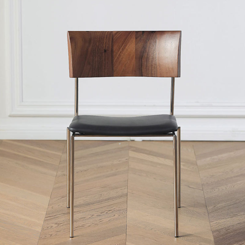 Nordic Curved Wood Leather Dining Chair