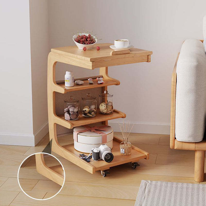 Japanese Wood Flip Cover 4-Tier End Table