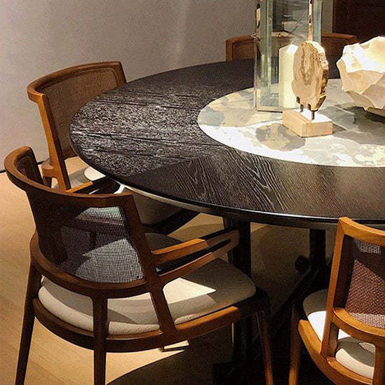 Chinese Woven Leather Wood Dining Chair