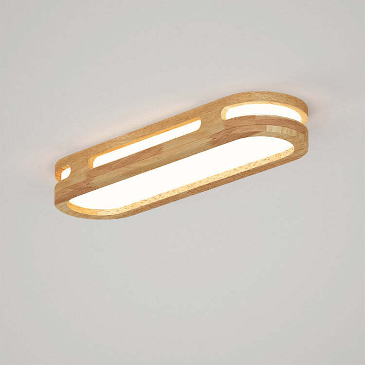 Nordic Solid Wood Acrylic Ring LED Flush Ceiling Light