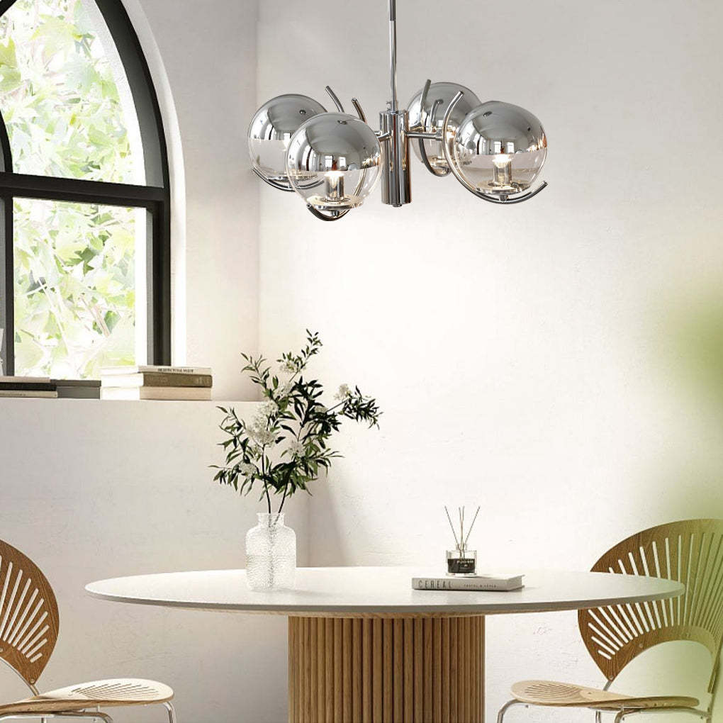 4/5-Light Glass Globe Iron Nordic Chandelier