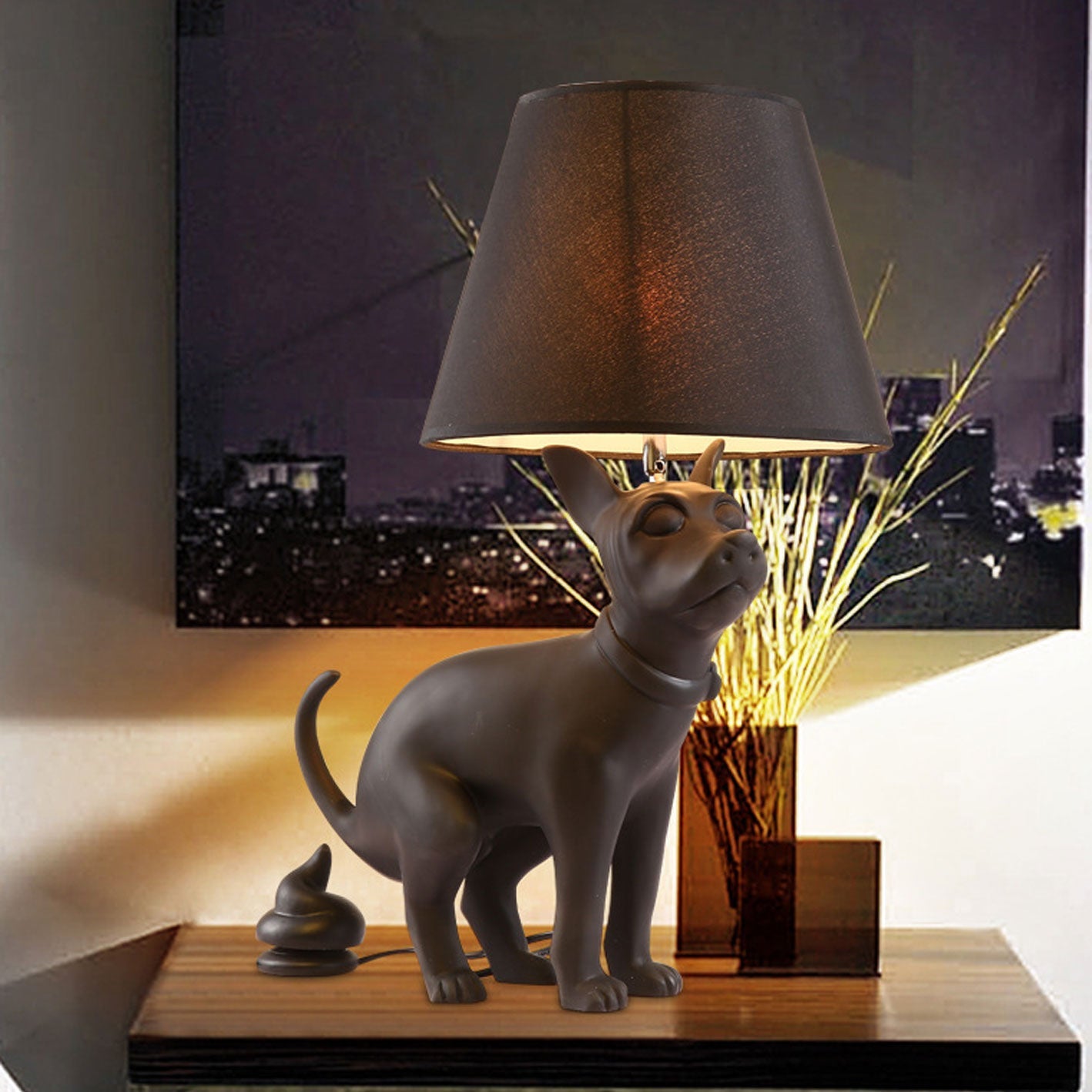 Lighom creative dog black table lamps in resin — 220V-240V (UK/AU)