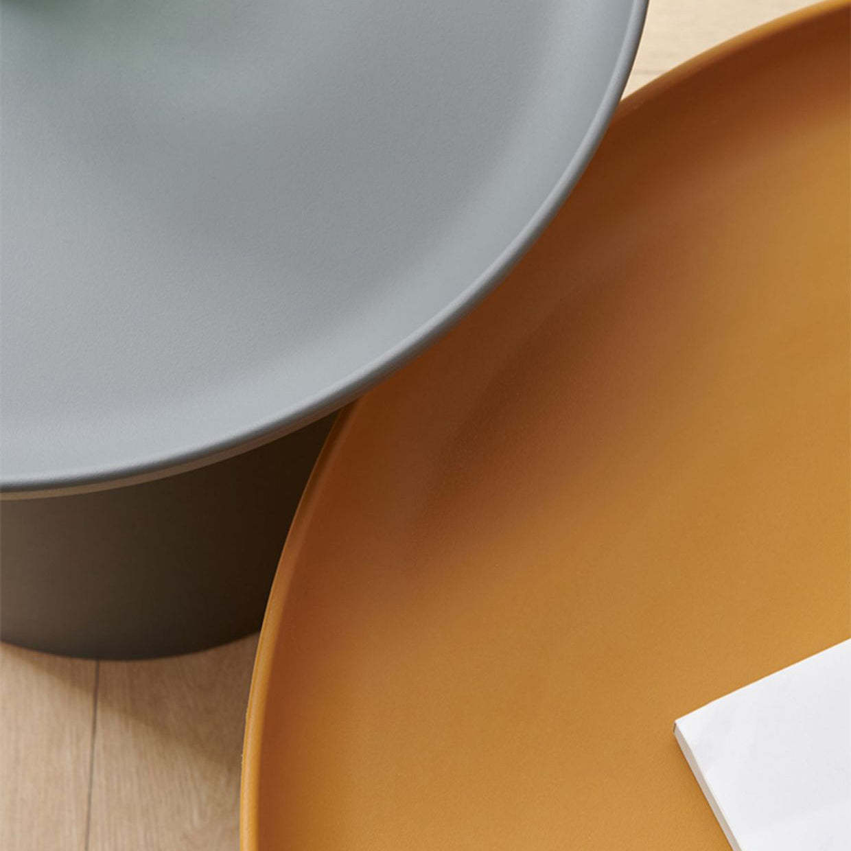 Scandinavian Round Plastic Coffee Table — Small - Yellow