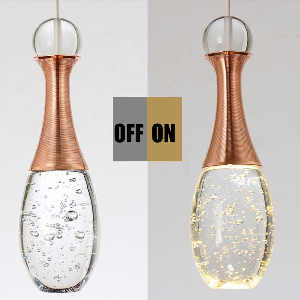 Mini Crystal Electroplated Metal LED Modern Pendant Light Hanging Lamp-Lighom