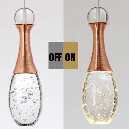 Mini Crystal Electroplated Metal LED Modern Pendant Light Hanging Lamp-Lighom