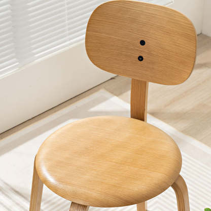 Minimalist Round Cushion Wood Dining Chair — Black & Cushion
