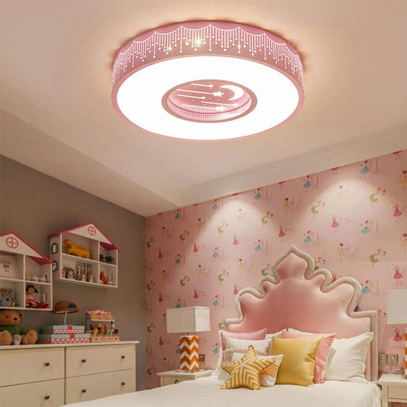 Minimalist Starry Sky Round Kids LED Flush Mount Light