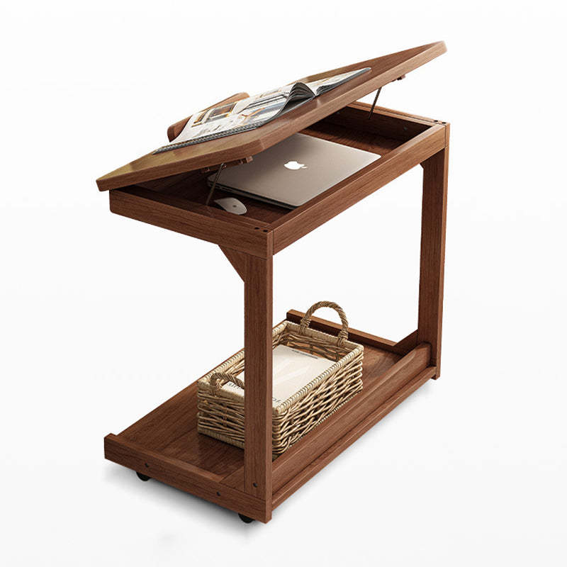 Vintage Wood Flip-Top 2-Tier Side Table