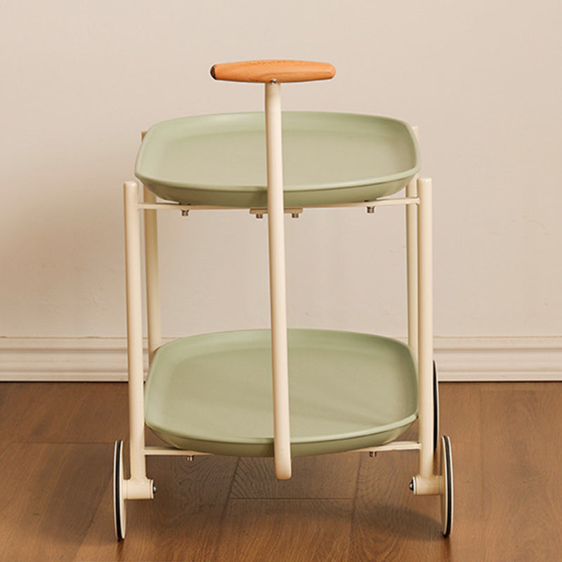 Contemporary Wood Metal Oval End Table 2-Tier