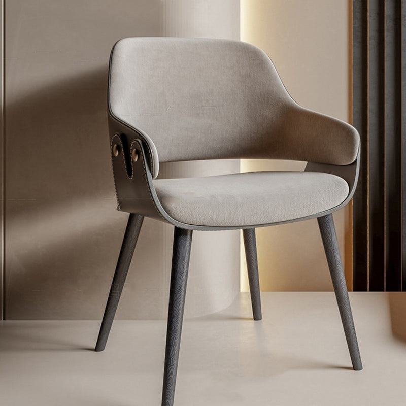 Minimalist Wood Leather Armchair — Brown