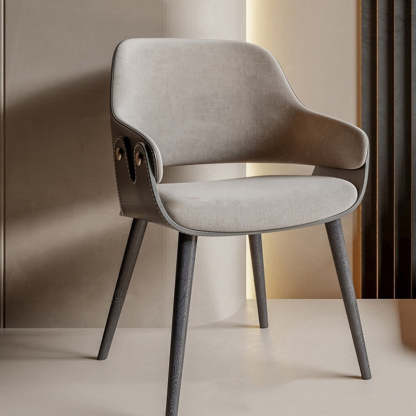 Minimalist Wood Leather Armchair — Brown