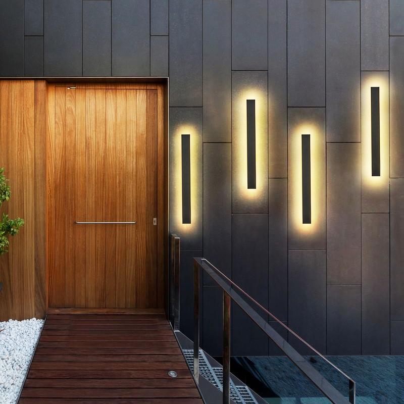 Waterproof Long Strip LED Wall Lamp Outdoor Wall Lights Black Porch Lights-Lighom