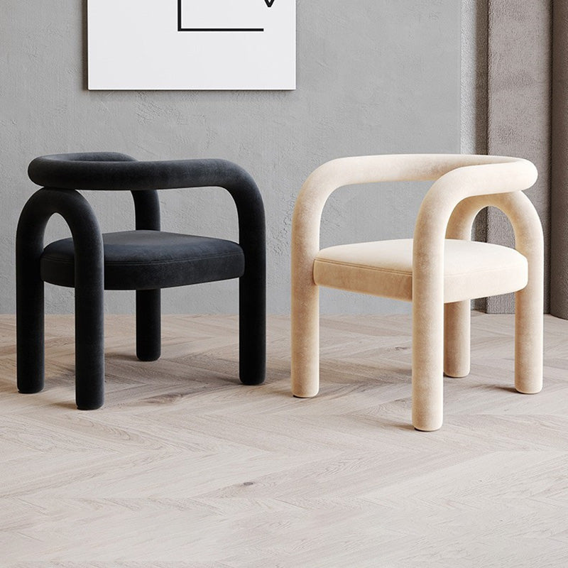 Scandinavian Curved Velvet Steel Armchair