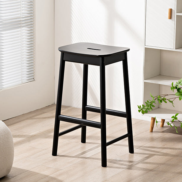 Minimalist Rectangular Birch Bar Stool — Black