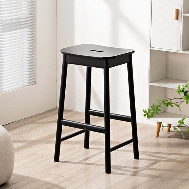 Minimalist Rectangular Birch Bar Stool — Black
