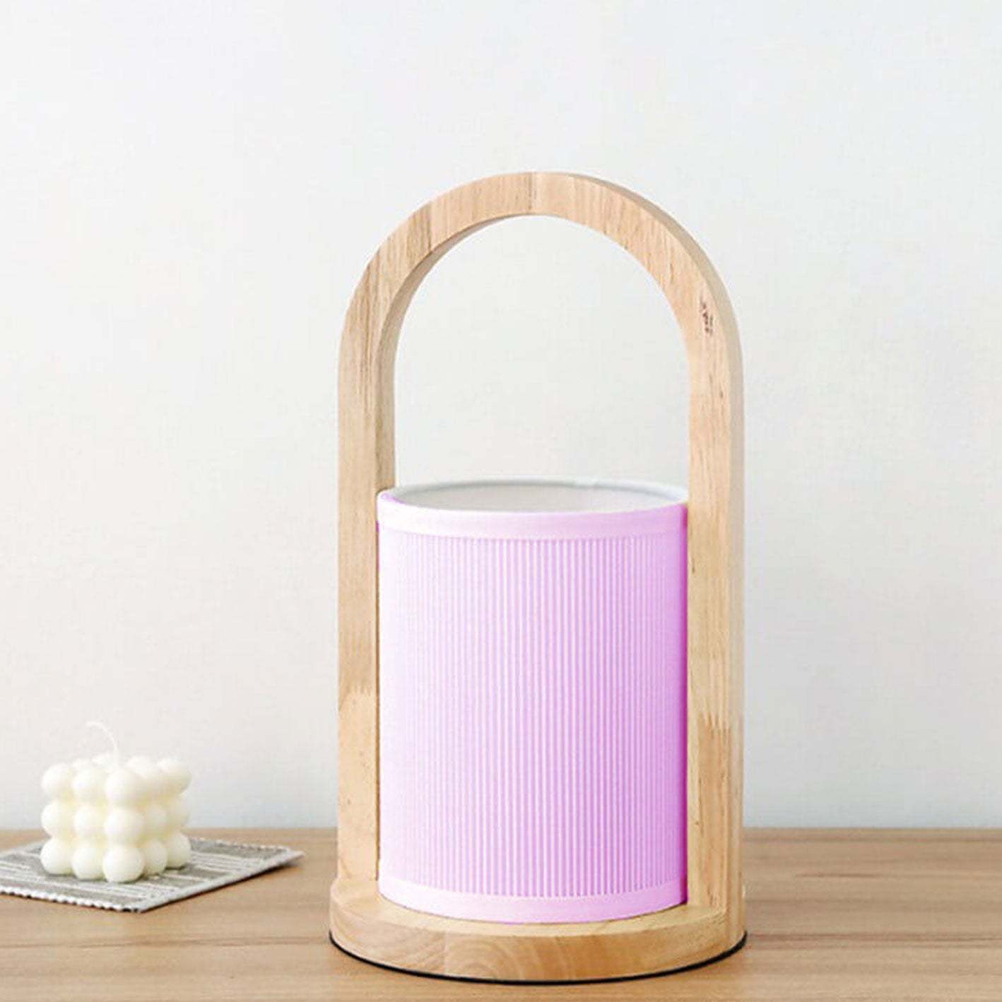 Nordic Fabric Column Solid Wood Table Lamp