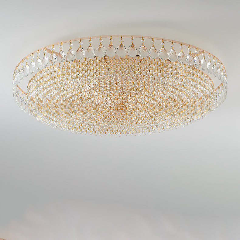 Modern Circle Iron Crystal 4/6/8/10-Light Flush Mount
