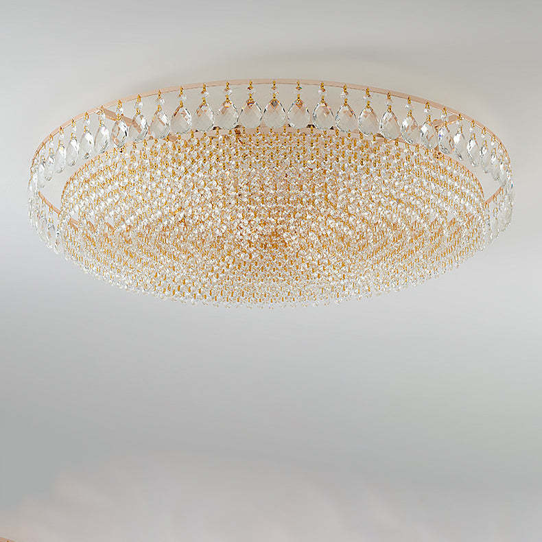 Modern Circle Iron Crystal 4/6/8/10-Light Flush Mount