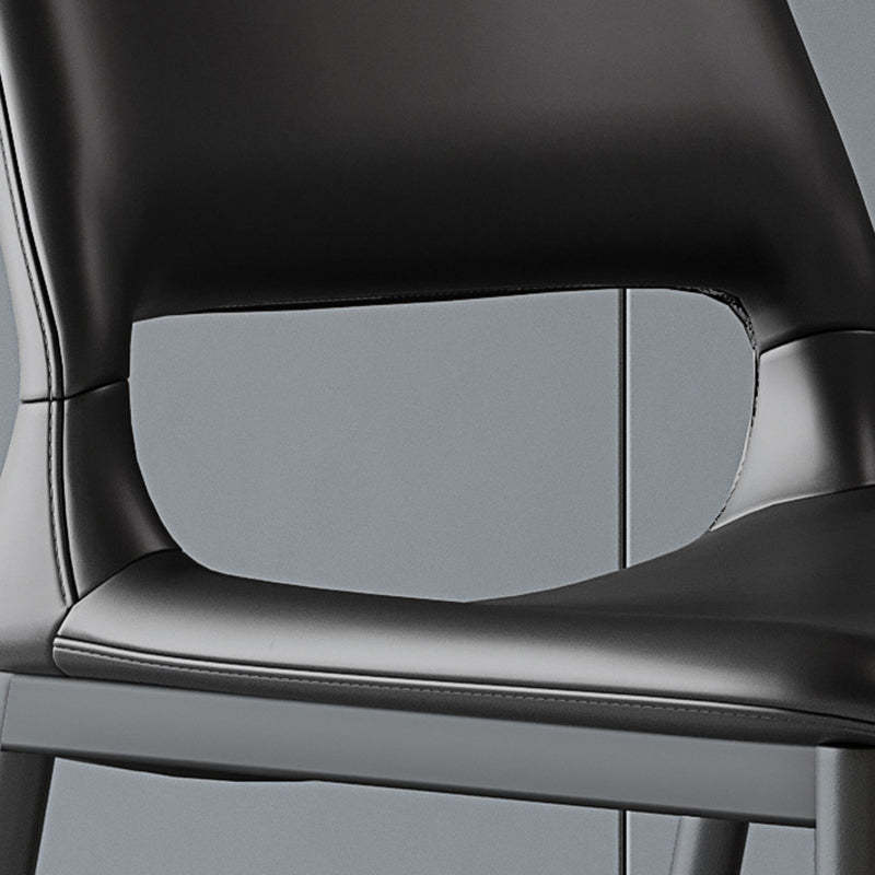 Minimalist Curved-Seat Leather Steel Dining Chair — White