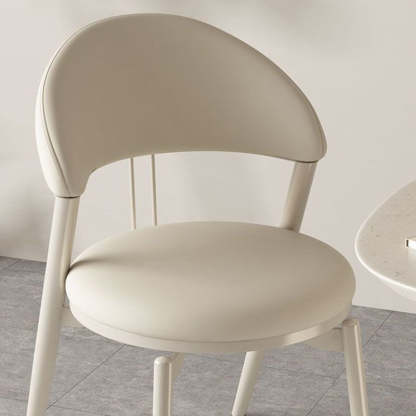 Nordic Leather Upholstered Steel Open Back Dining Chair — Blue