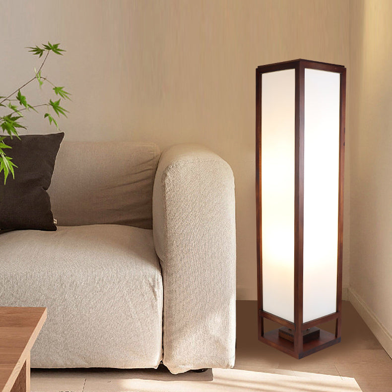 Traditional rectangular parchment floor lamps in wood — 17.72" / 220V-240V (UK/AU)