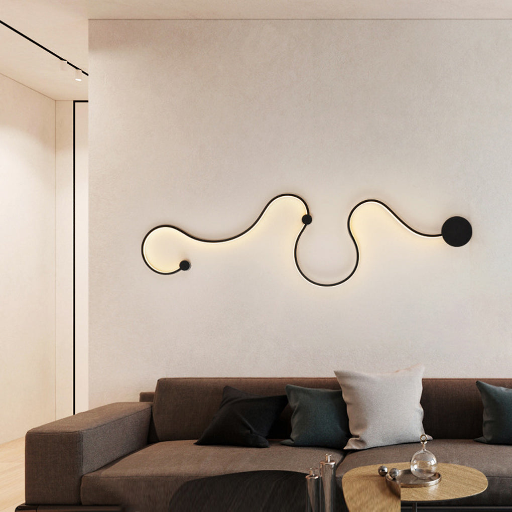 Creative Long Curved Linear LED Modern Wall Sconce Lighting Wall Light Wall Lamp-Lighom