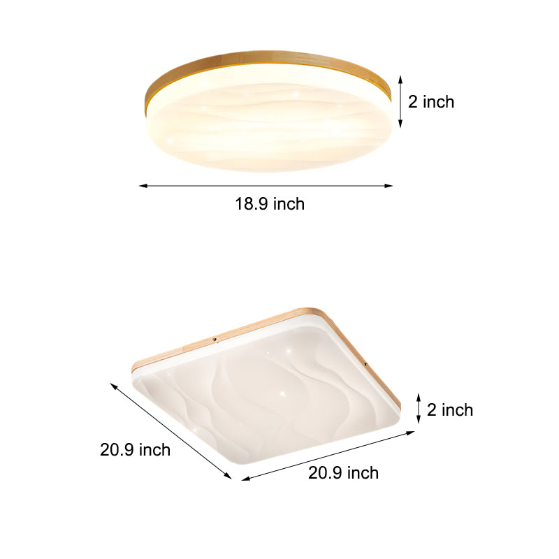 Round Wood Dimmable Modern LED Ceiling Fixture
