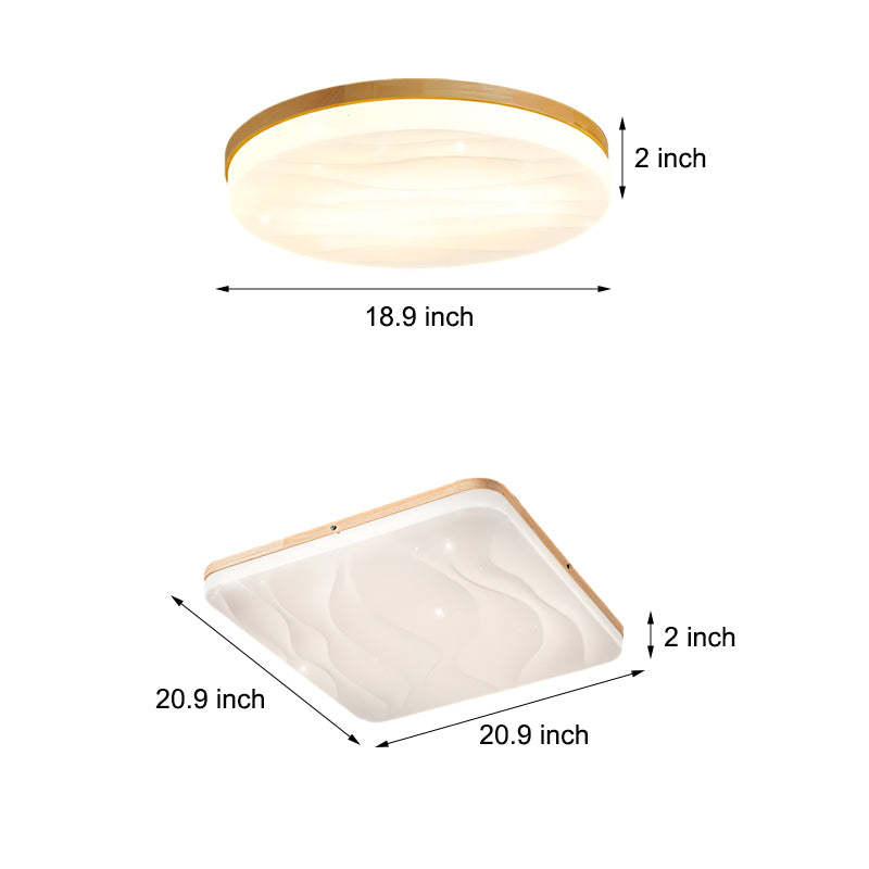 Round Wood Dimmable Modern LED Ceiling Fixture