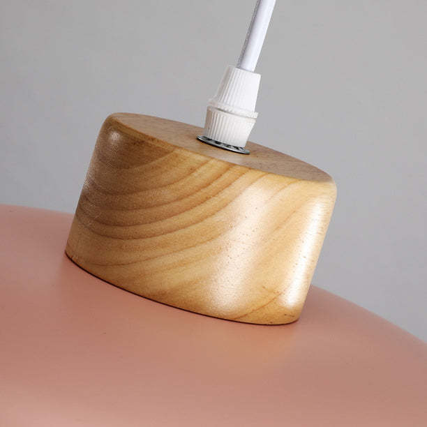Minimalist Round Aluminum Wood Pendant Light