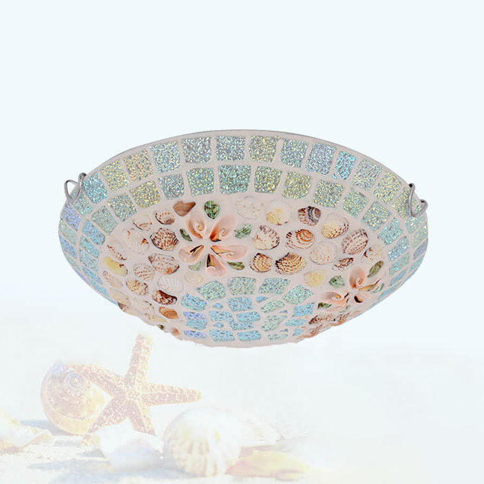 Tiffany Mosaic Shell Flush Mount Light