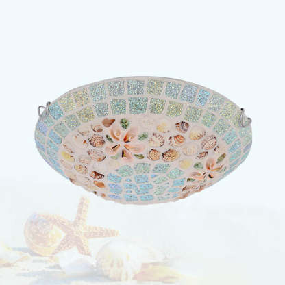 Tiffany Mosaic Shell Flush Mount Light