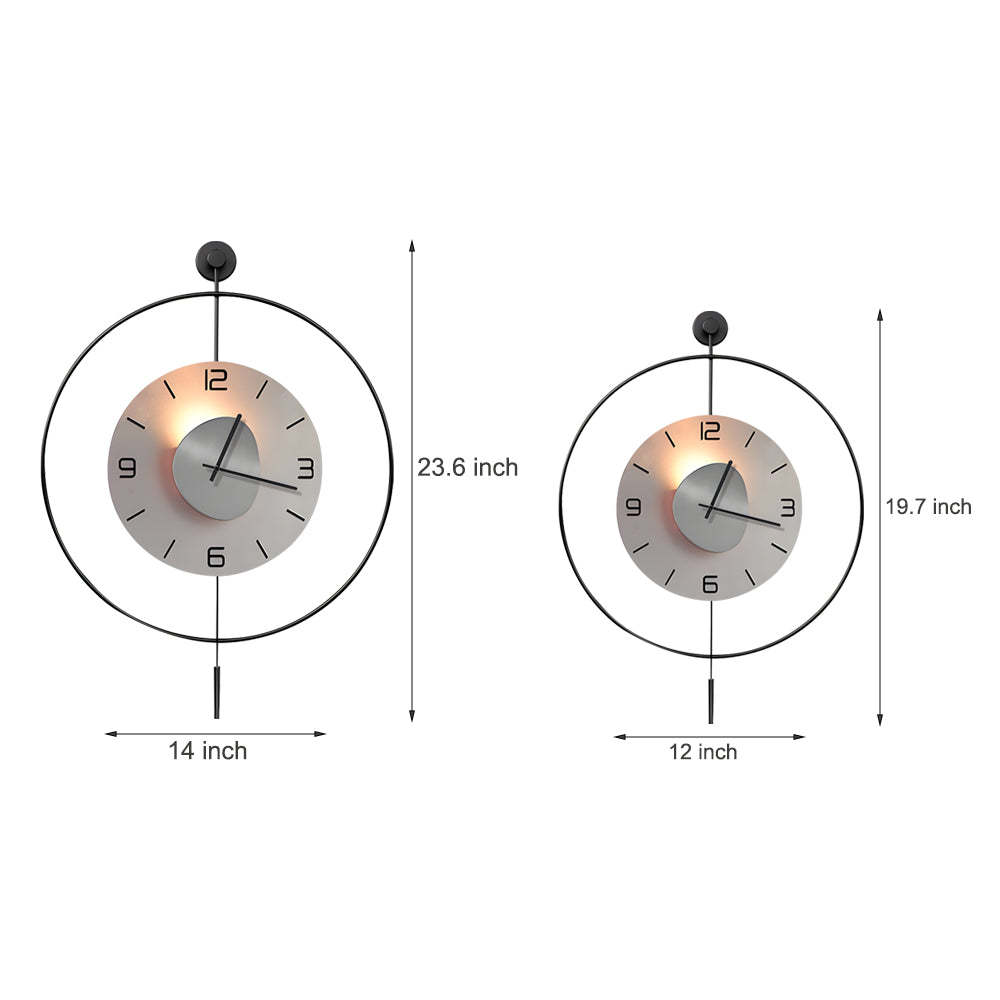 Battery Operated Round LED Hanging Metal Wall Clock-Lighom