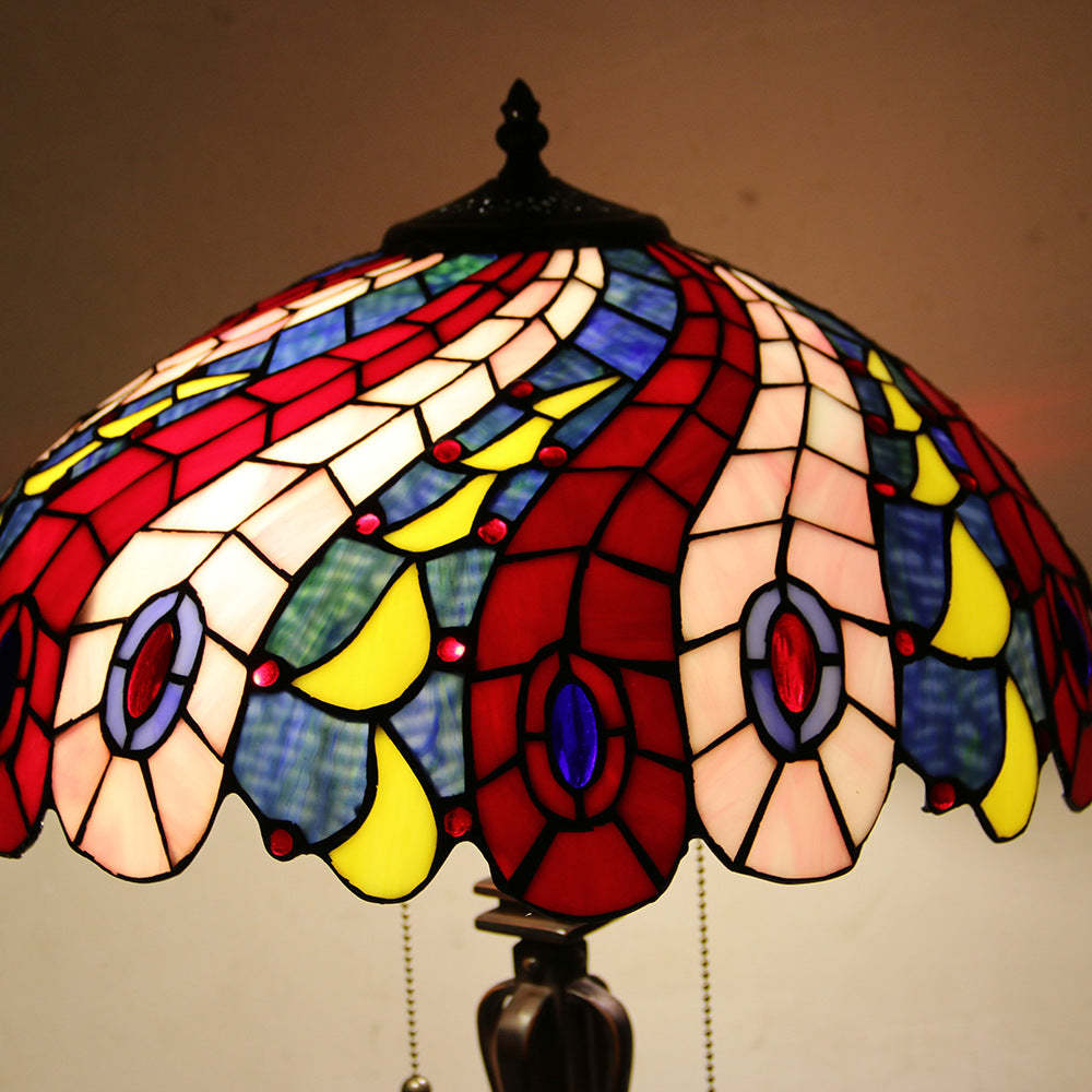 Tiffany Mediterranean Stained Glass Cone 2-Light Table Lamp — E / 220V-240V For UK/AU