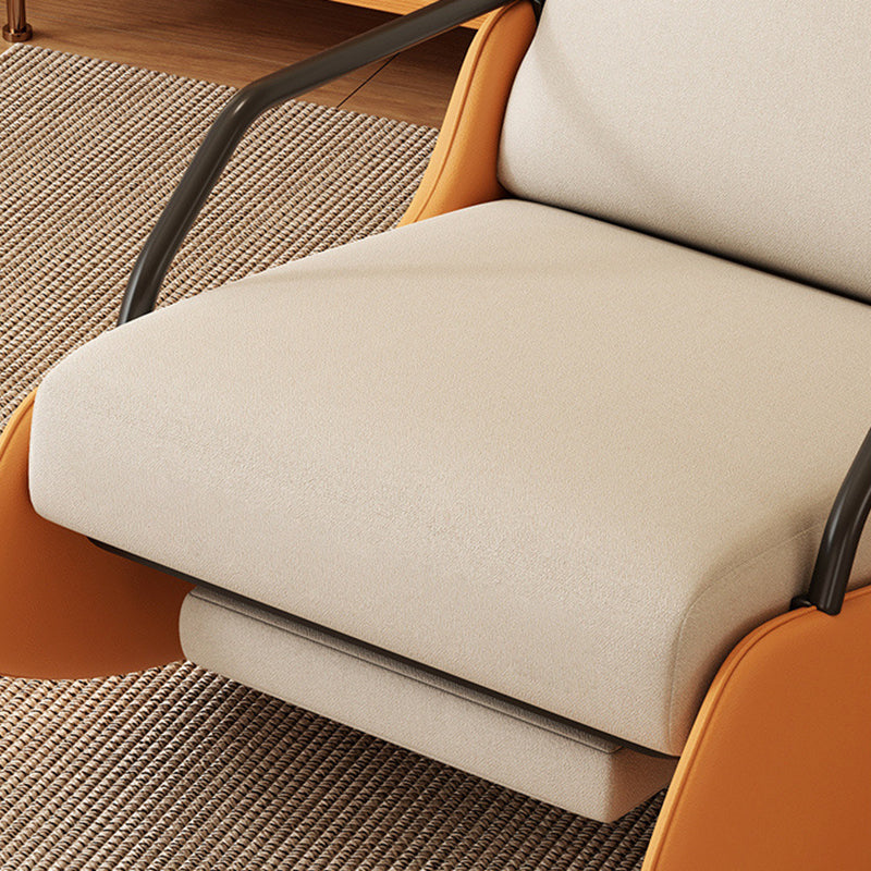 Modern Snowflake Velvet Cat Scratch Leather Recliner — Footrest & High Resilience Sponge Version / Light Yellow & Dark Gray