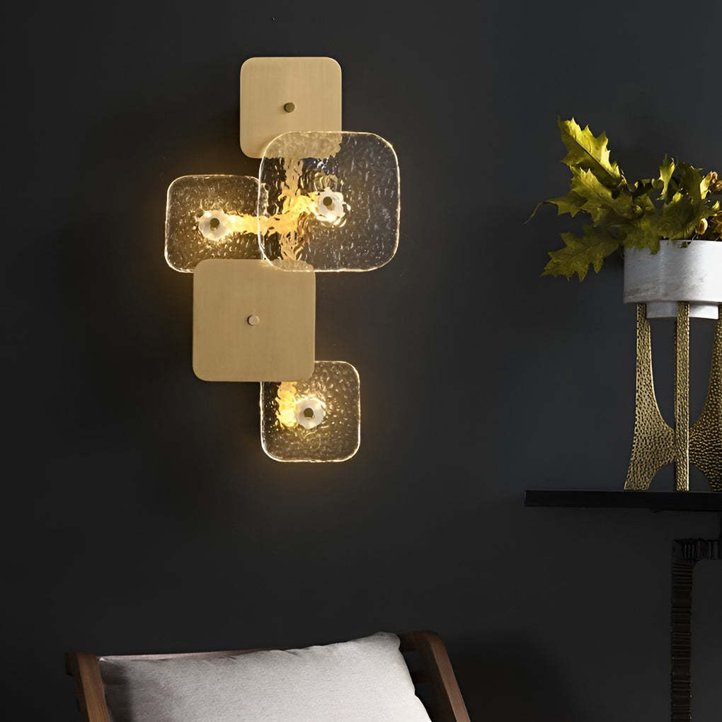 Creative Rounded Square Glass Copper LED Modern Wall Sconce Lighting-Lighom