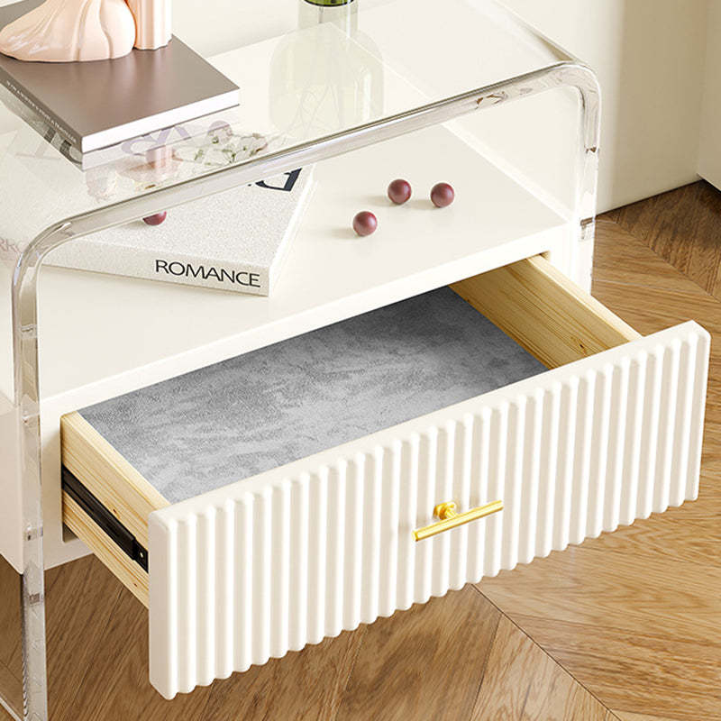 Modern Acrylic Rectangular Nightstand 1-Drawer