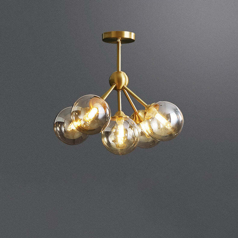 Minimalist All-Copper Branch Orb Ceiling Light