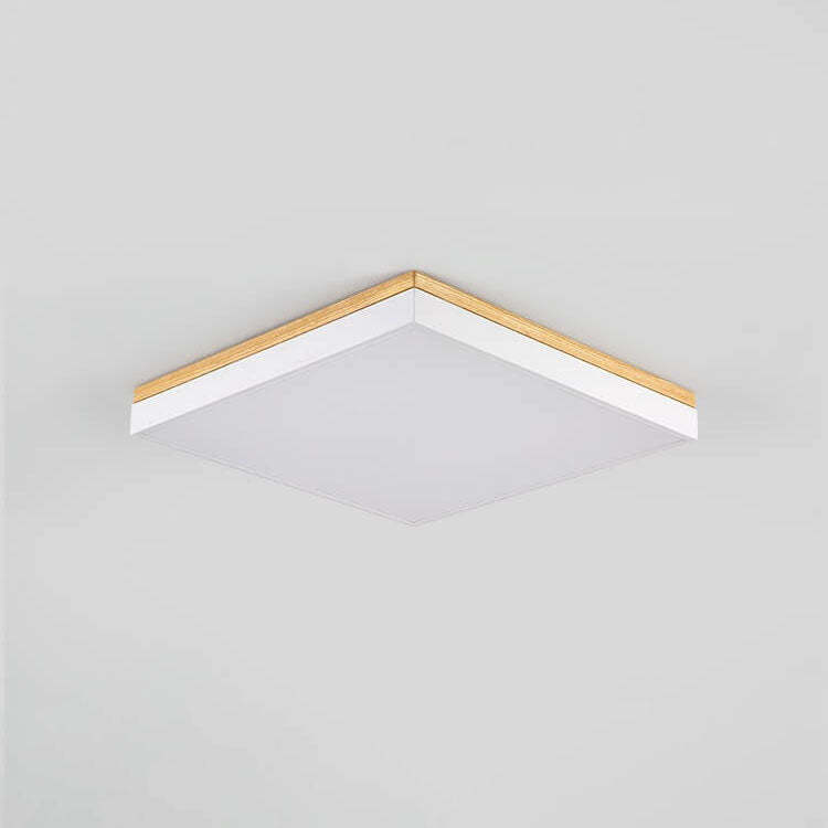 Nordic Solid Wood Square Rectangle LED Flush Ceiling Light