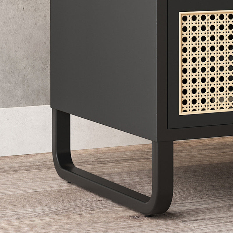 Minimalist Wood Rattan 1-Drawer Nightstand