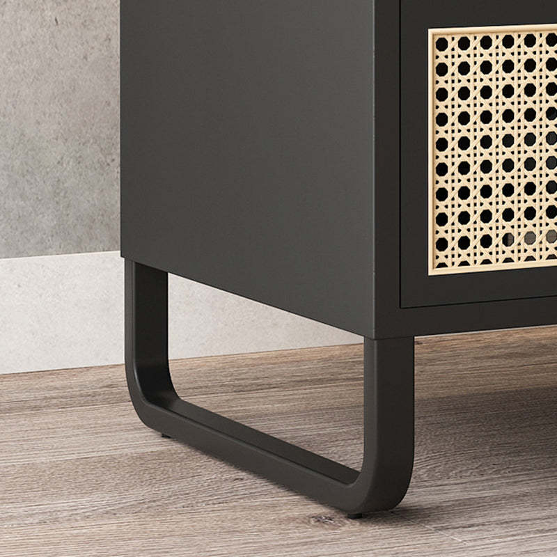 Minimalist Wood Rattan 1-Drawer Nightstand