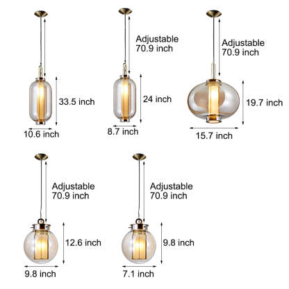 Amber Glass Shade Post-Modern Pendant Lamp
