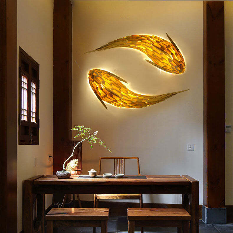 Modern Carp Linden Wood Sconce