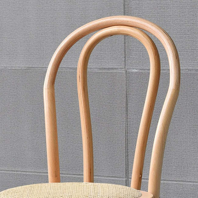 Retro Rattan Beech Metal Arched Dining Chair — Walnut Color / Rattan
