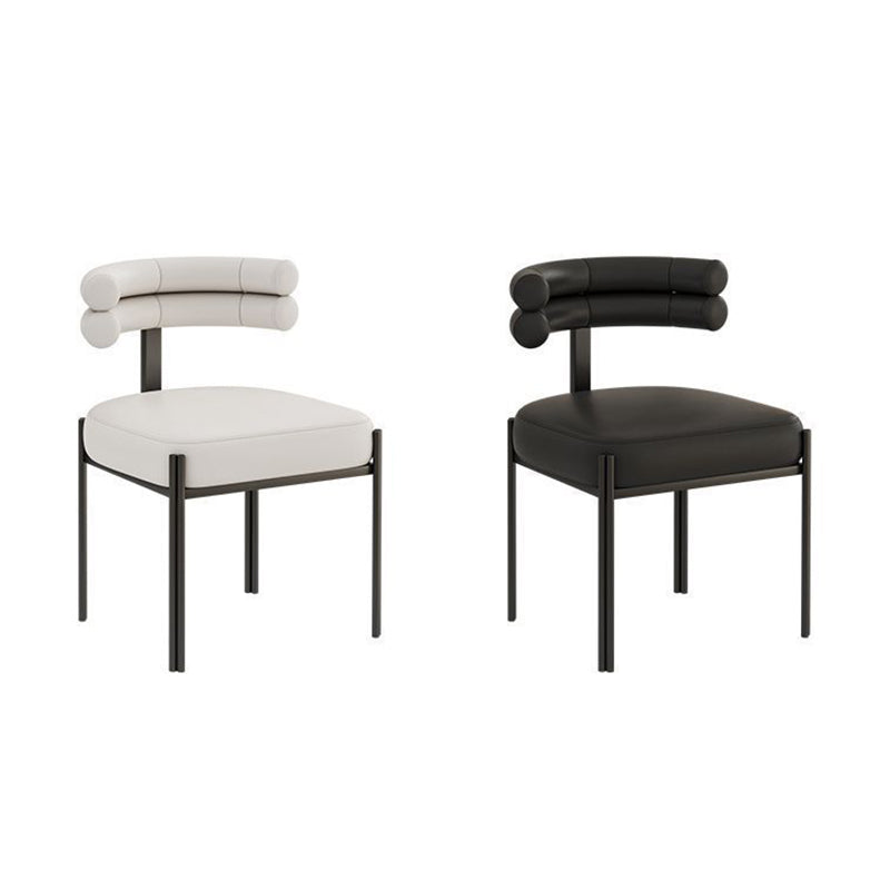 Contemporary Half-Arc Leather Metal Dining Chair