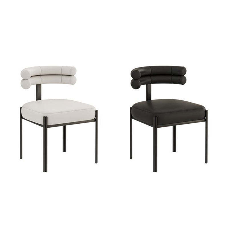 Contemporary Half-Arc Leather Metal Dining Chair